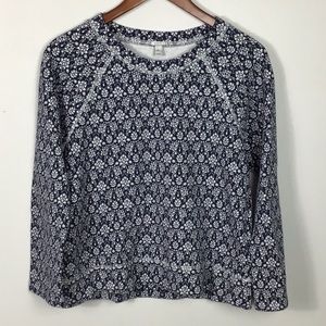 J.crew Navy blue & white floral print sweater size medium